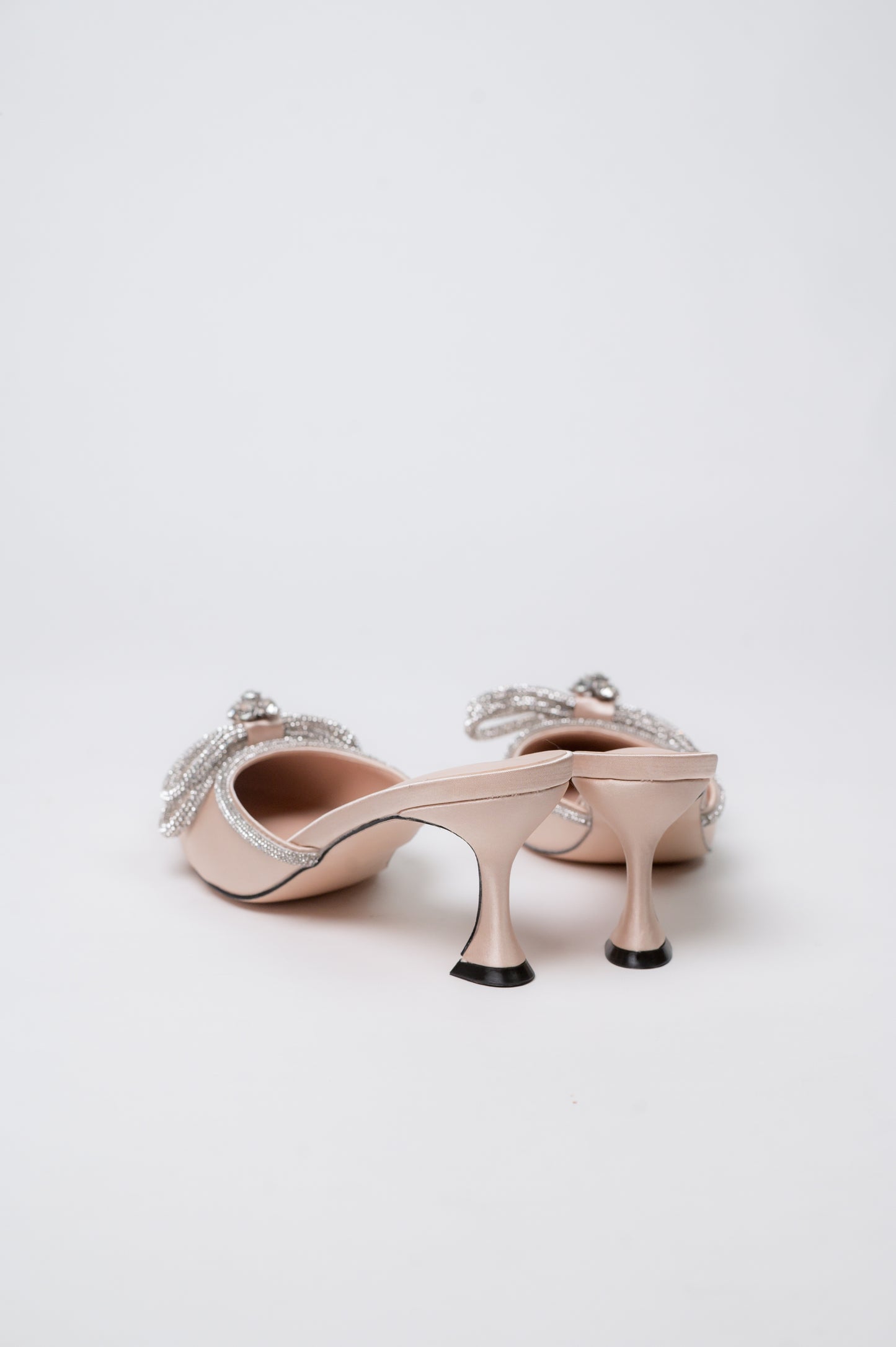 Gemini Ribbon Heeled Mules Nude