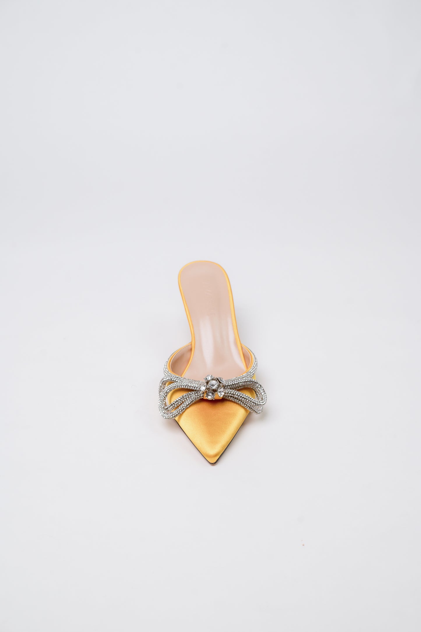 Gemini Ribbon Heeled Mules Yellow