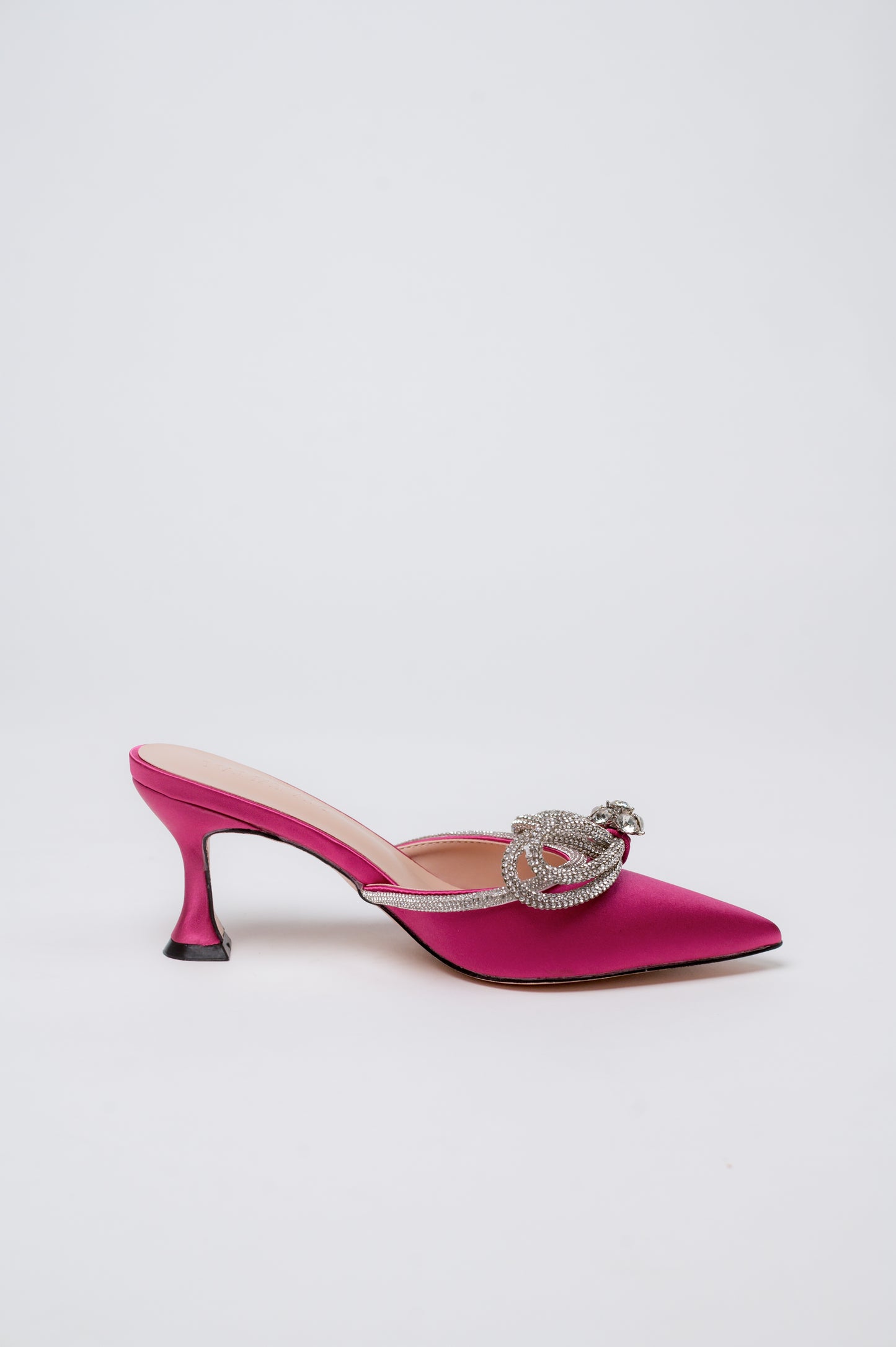Gemini Ribbon Heeled Mules Fuschia