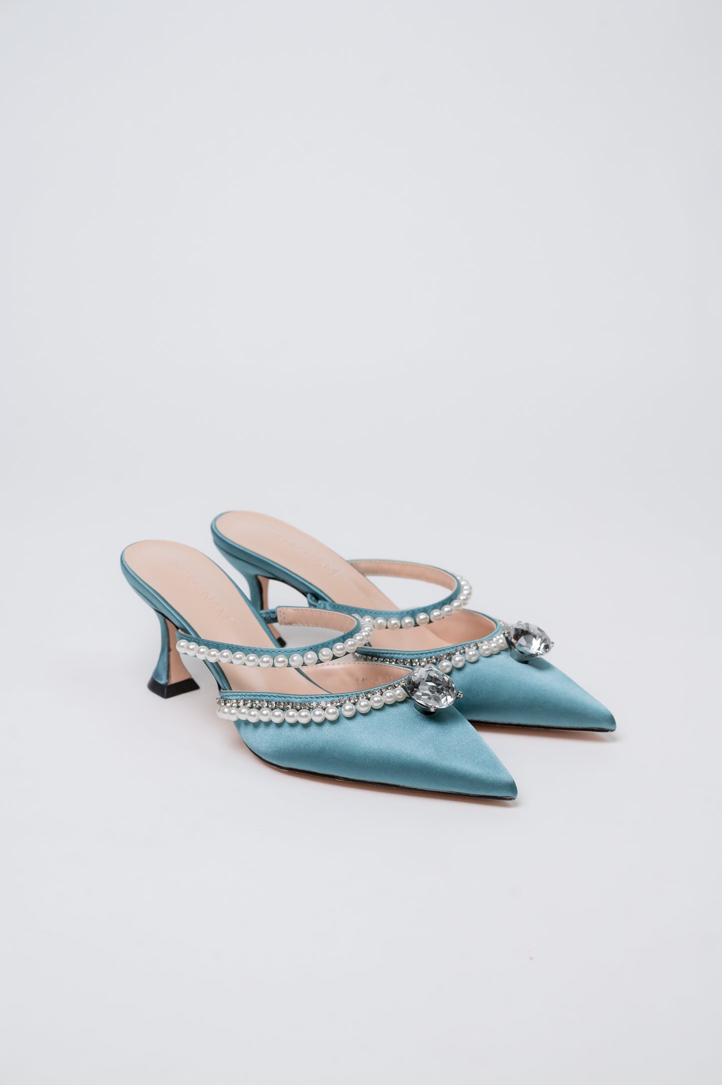 Aries Diamond Heeled Mules Green