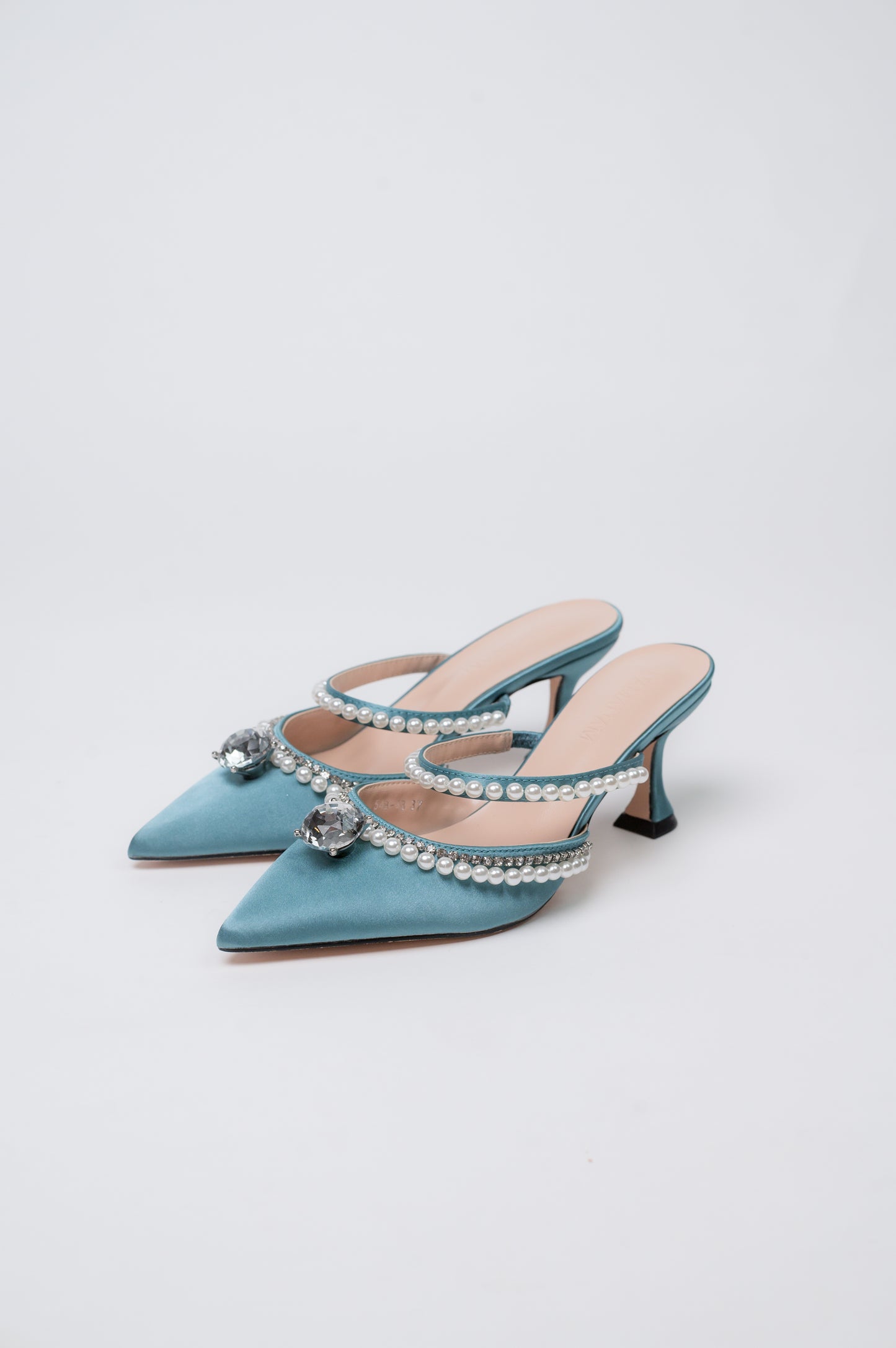 Aries Diamond Heeled Mules Green