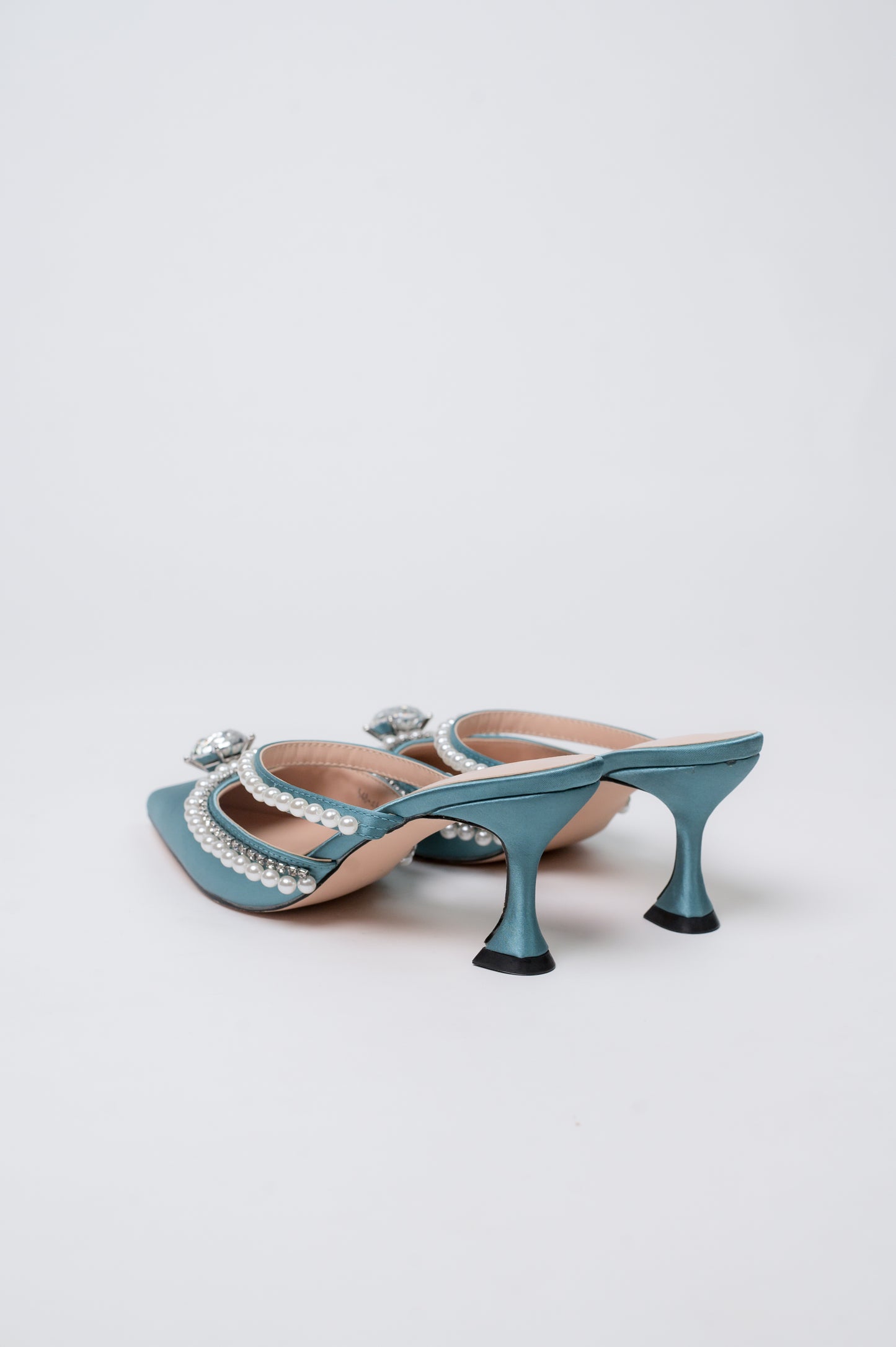 Aries Diamond Heeled Mules Green