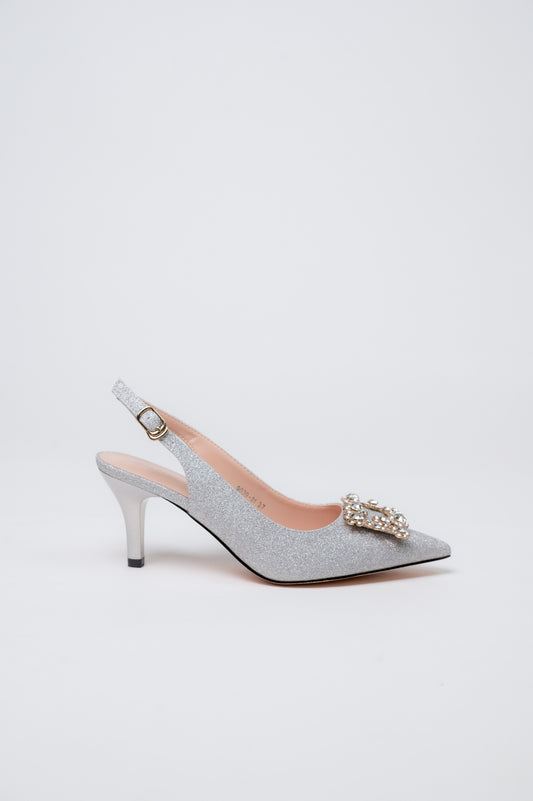 Marquise Pump Heels Silver